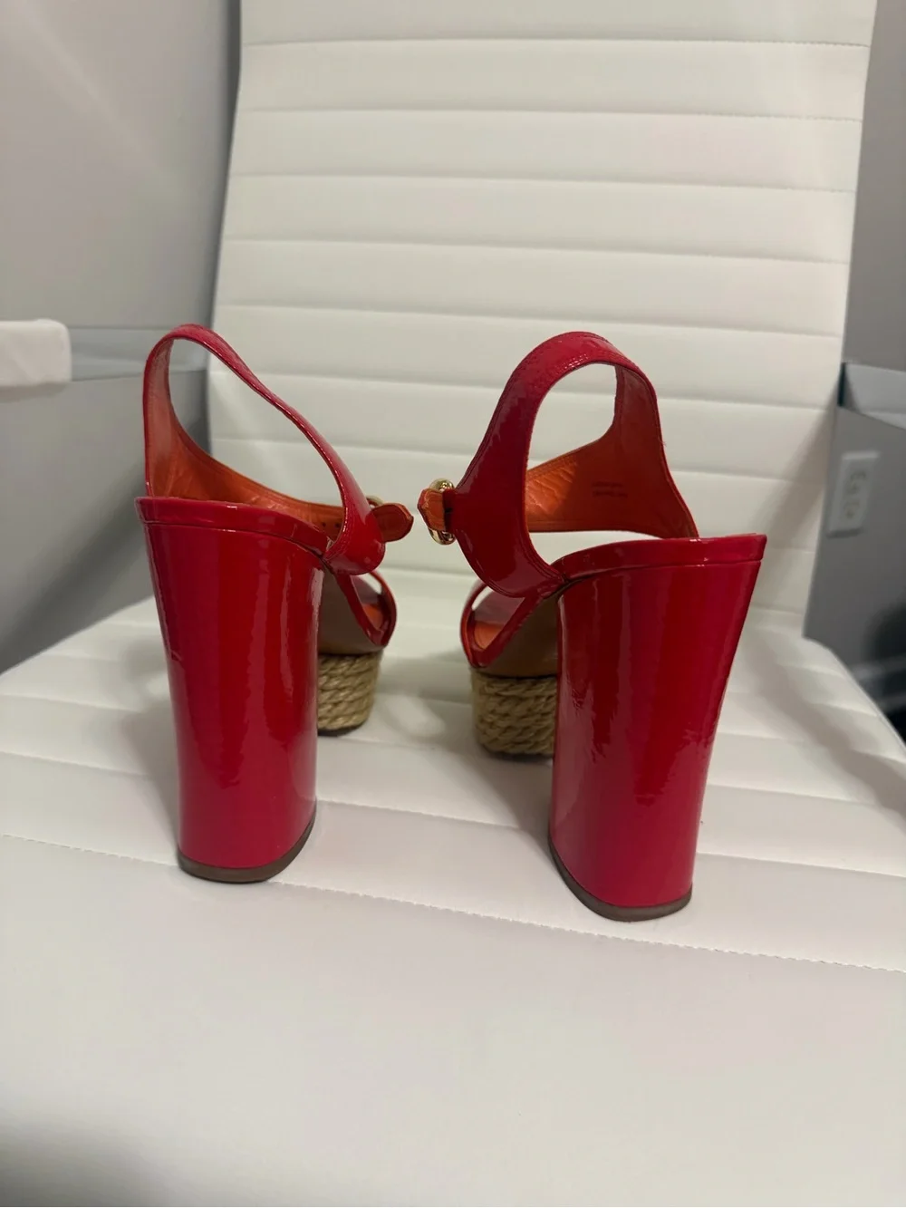 Via Spiga Red Patent Platform Slingback Heels